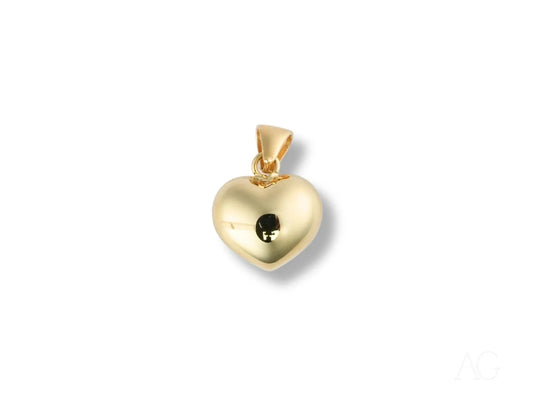 18k Gold golden heart pendant featuring a unique opening in its center
