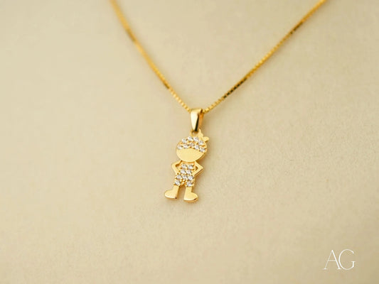 Gold pendant necklace with crystal accents from Golden Play, crafted in 18k gold