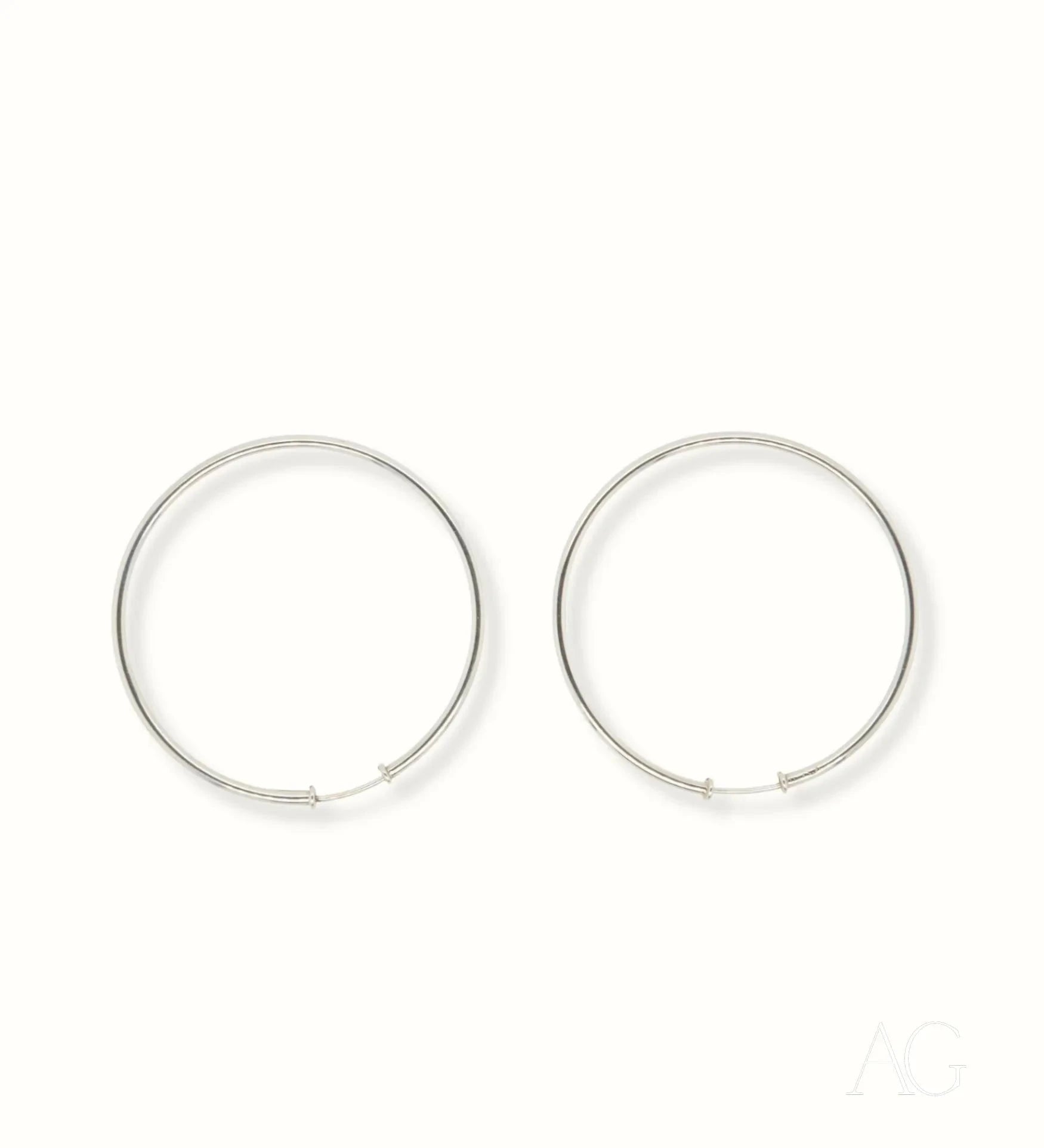 Pair of simple 18k White Gold Hoop Earrings for elegant everyday wear