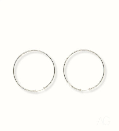 Pair of simple 18k White Gold Hoop Earrings for elegant everyday wear