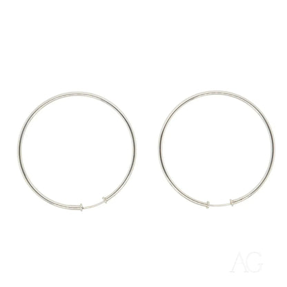 Pair of thin circular 18k White Gold Hoop Earrings showcasing elegant luxury design