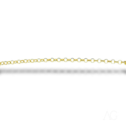 Gold chain necklace with small circular links showcased with Timeless 18k Gold Heart Bracelet