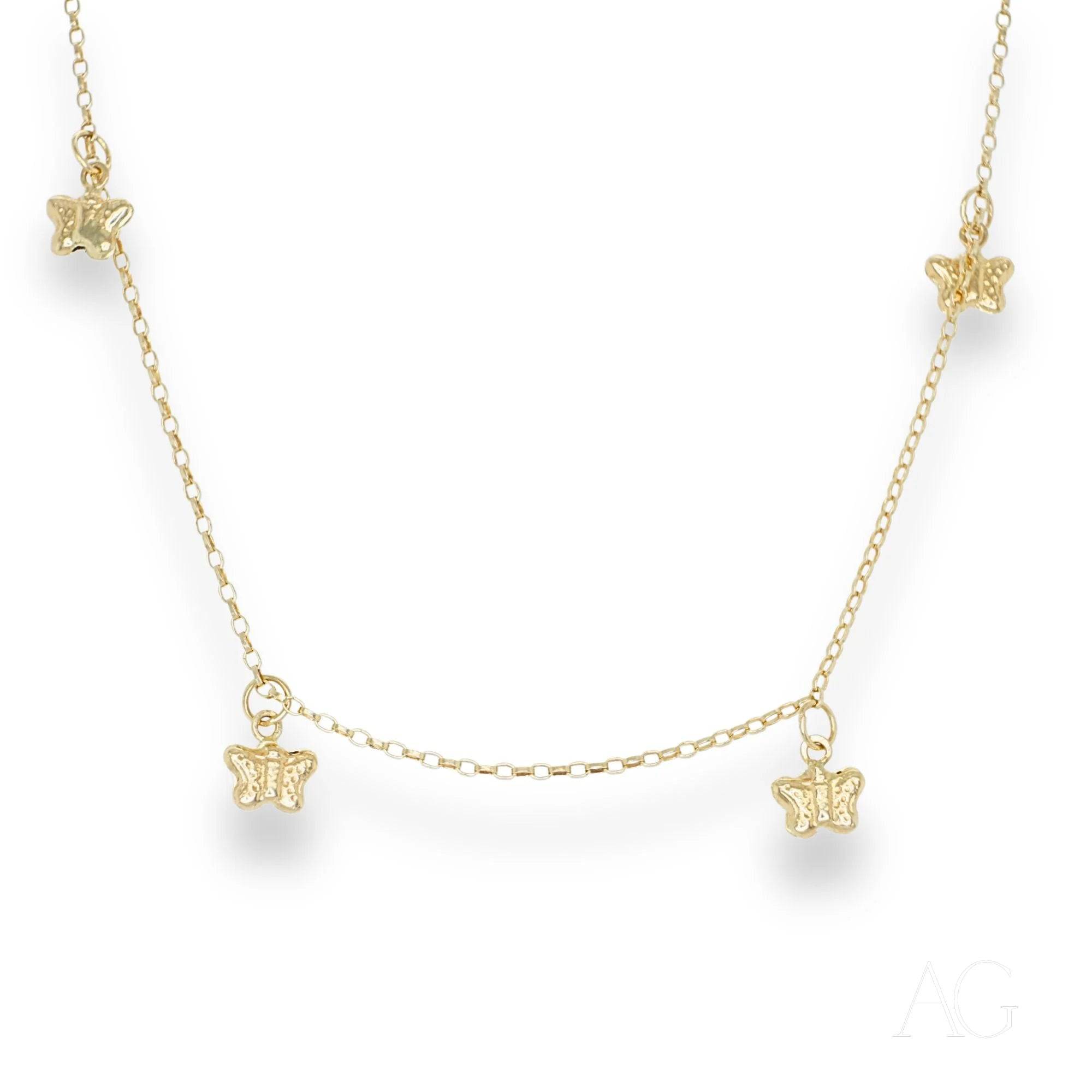 18k gold butterfly charm anklet