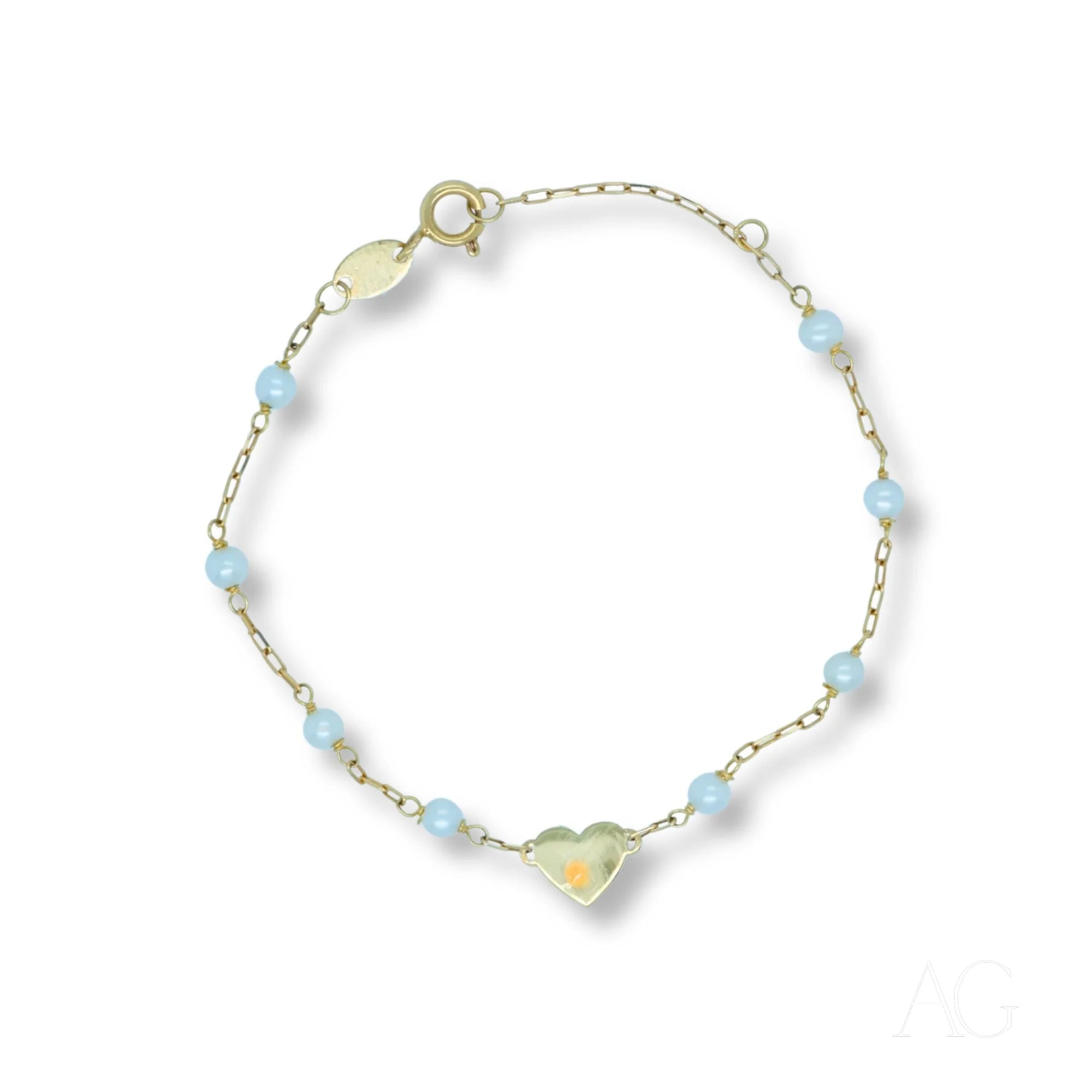 Elegant 18k gold heart and pearl bracelet