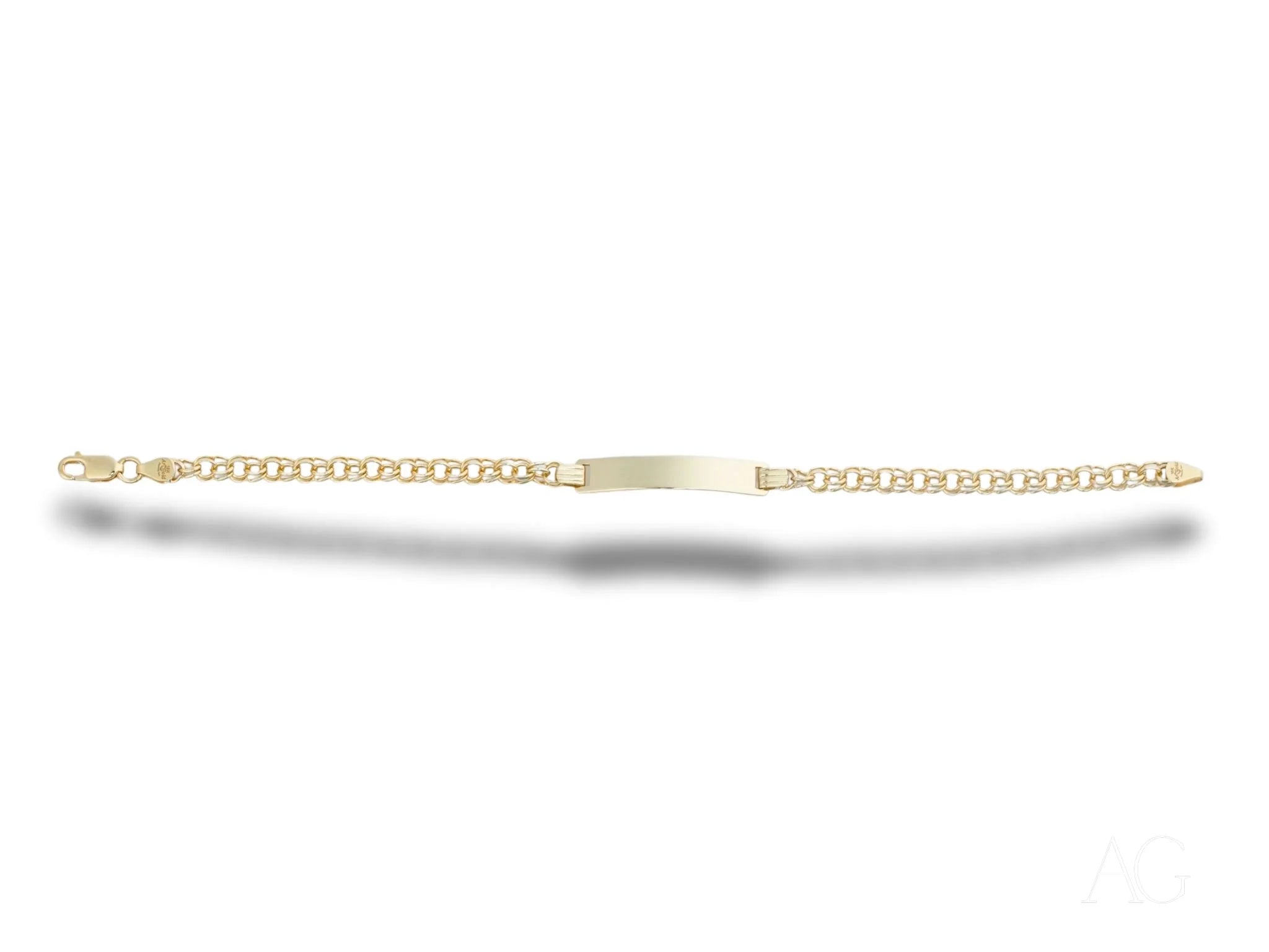 Solid 18k gold double link kid's id bracelet - elegant and customizable