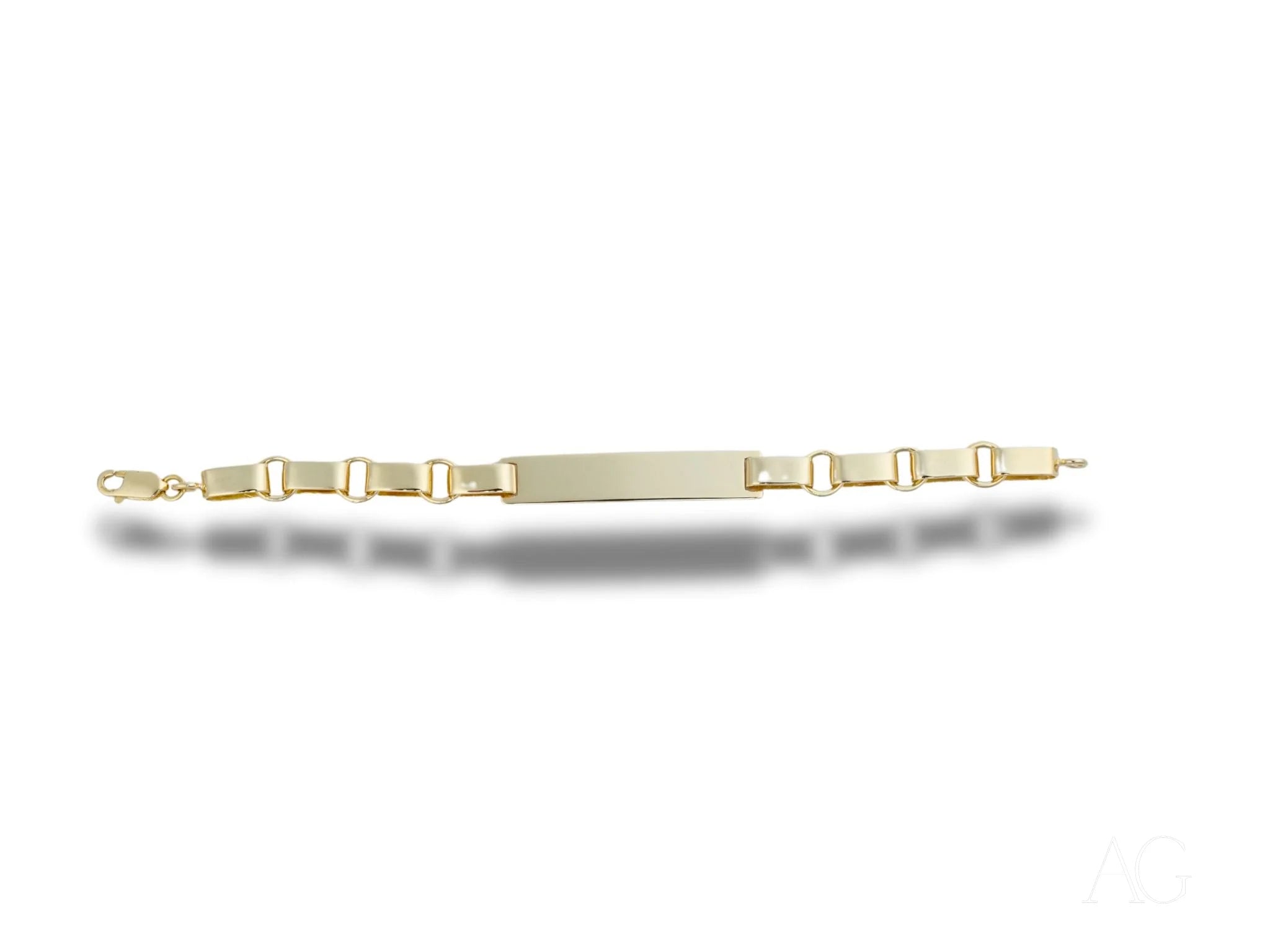 Solid 18k gold kid's id bracelet with unique chain links