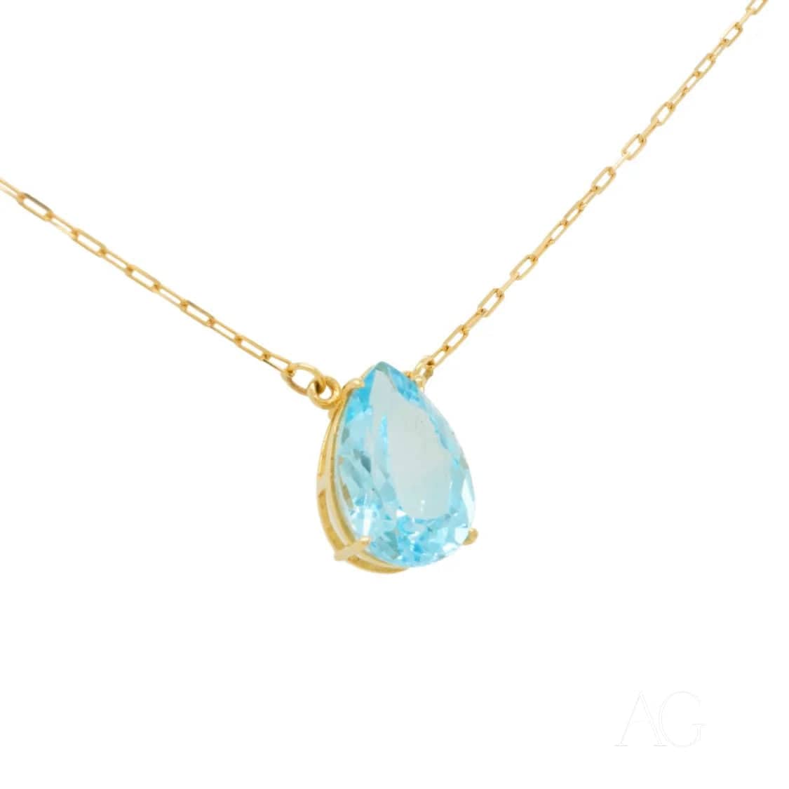 Radiant Blue Topaz 18 Carat Gold Necklace