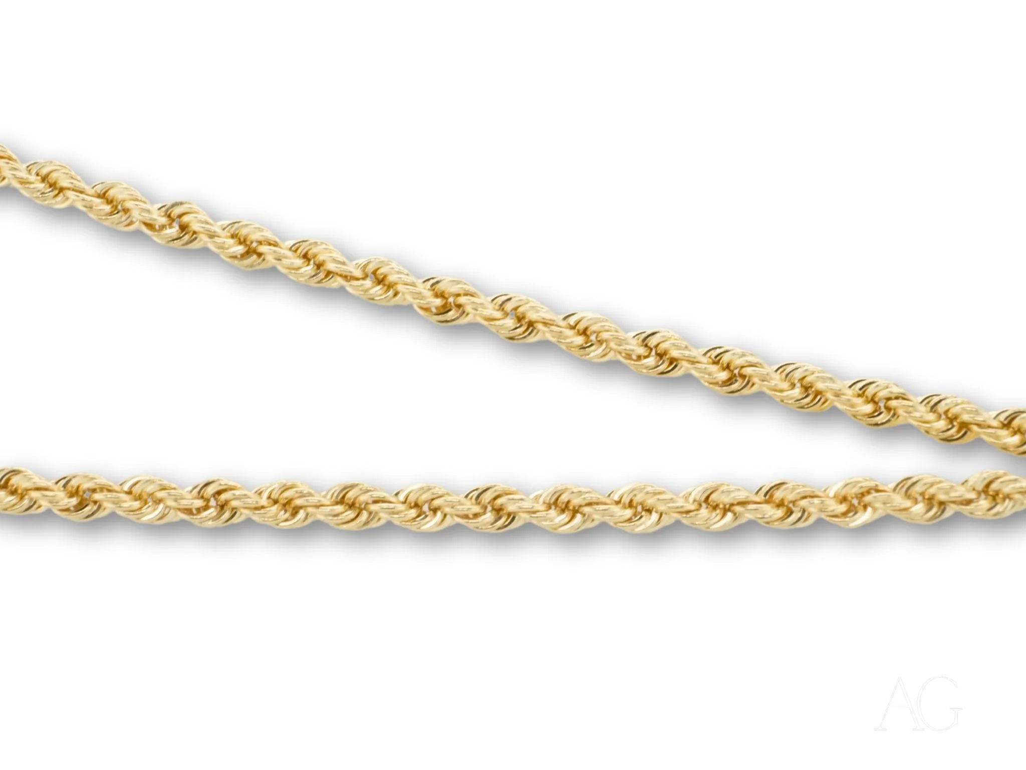 Timeless elegance solid 14k gold 16-inch rope chain necklace