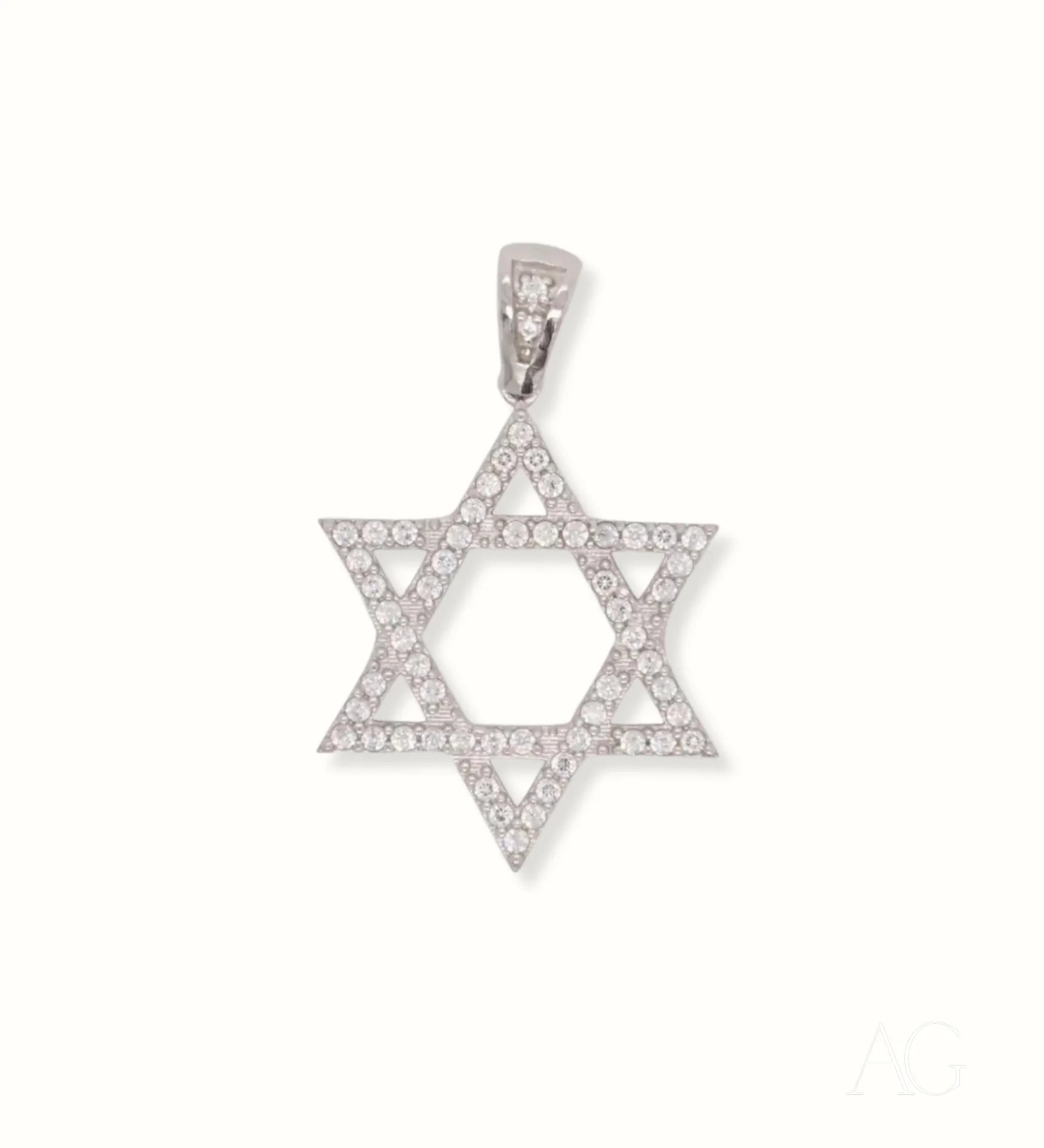 Elegant 18k White Gold Star of David with CZ