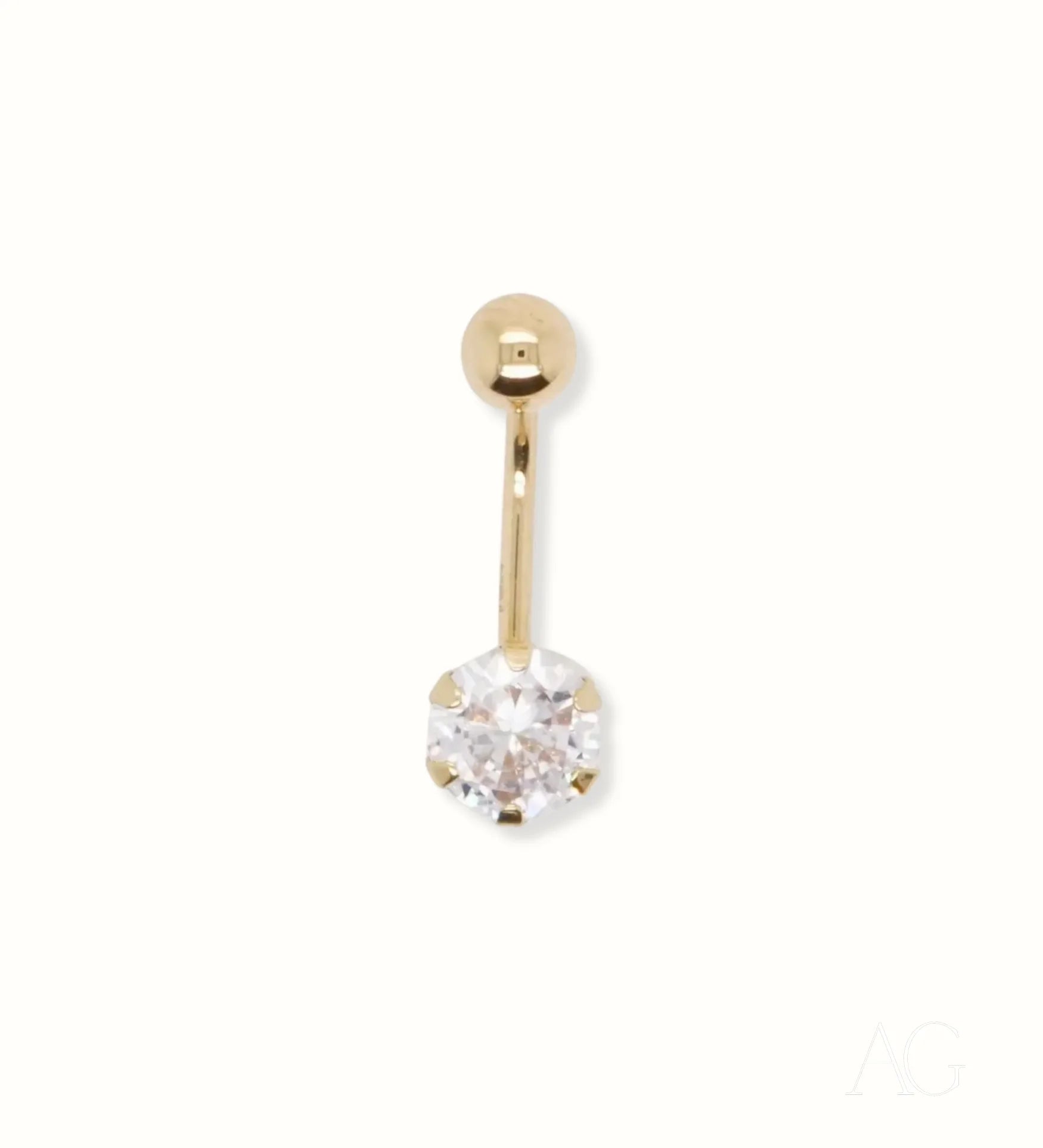 Stunning Cubic Zirconia 18k Gold Bellybutton Piercing