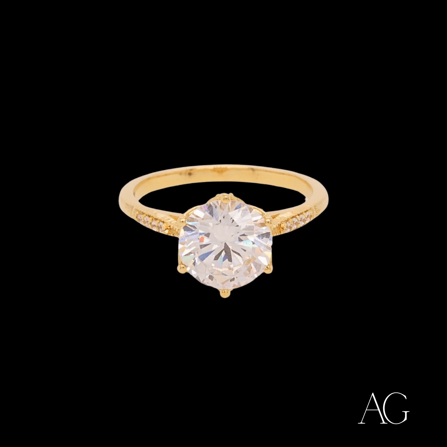 Elegant 18k cz gold ring