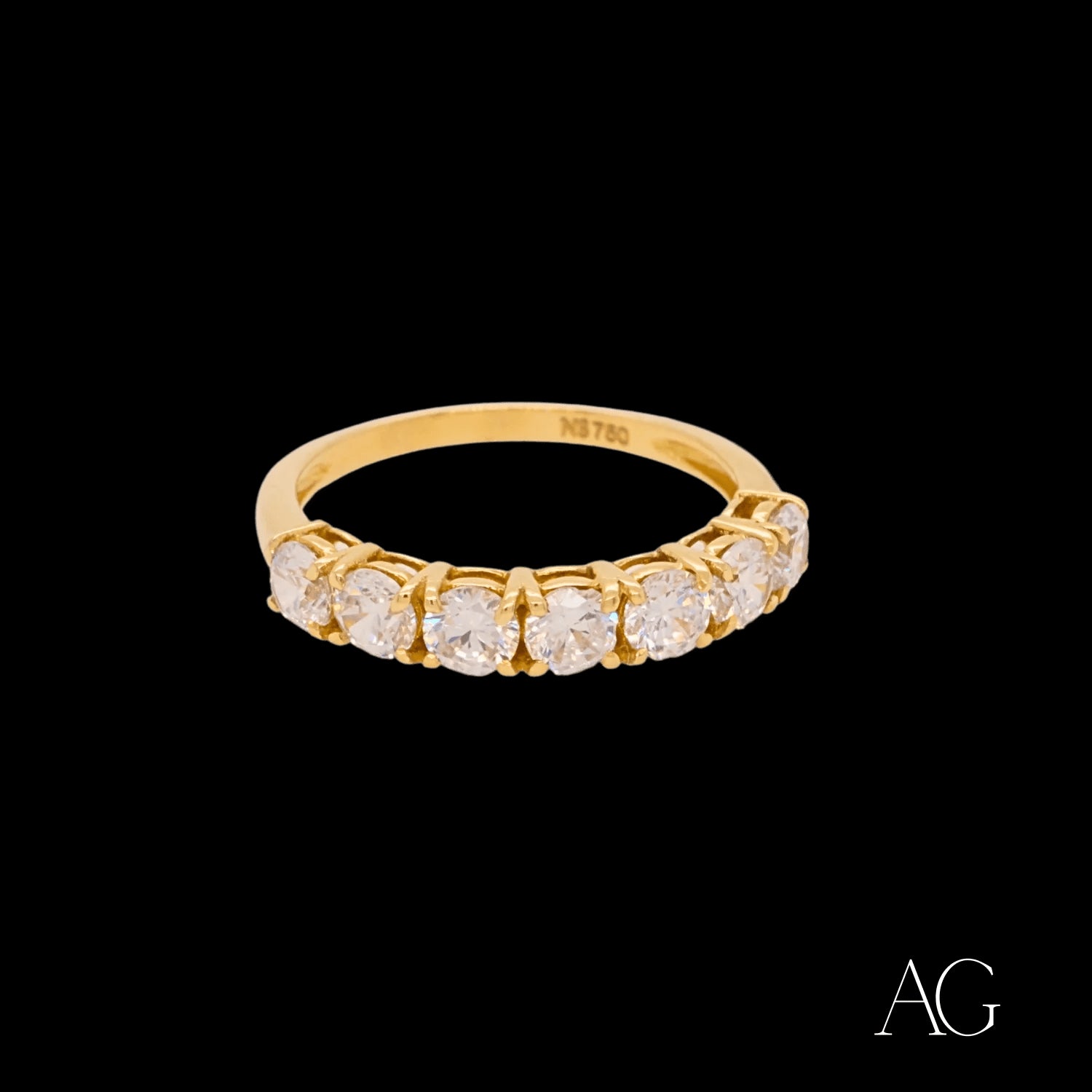 Elegant 18k Gold CZ Half-Band Ring