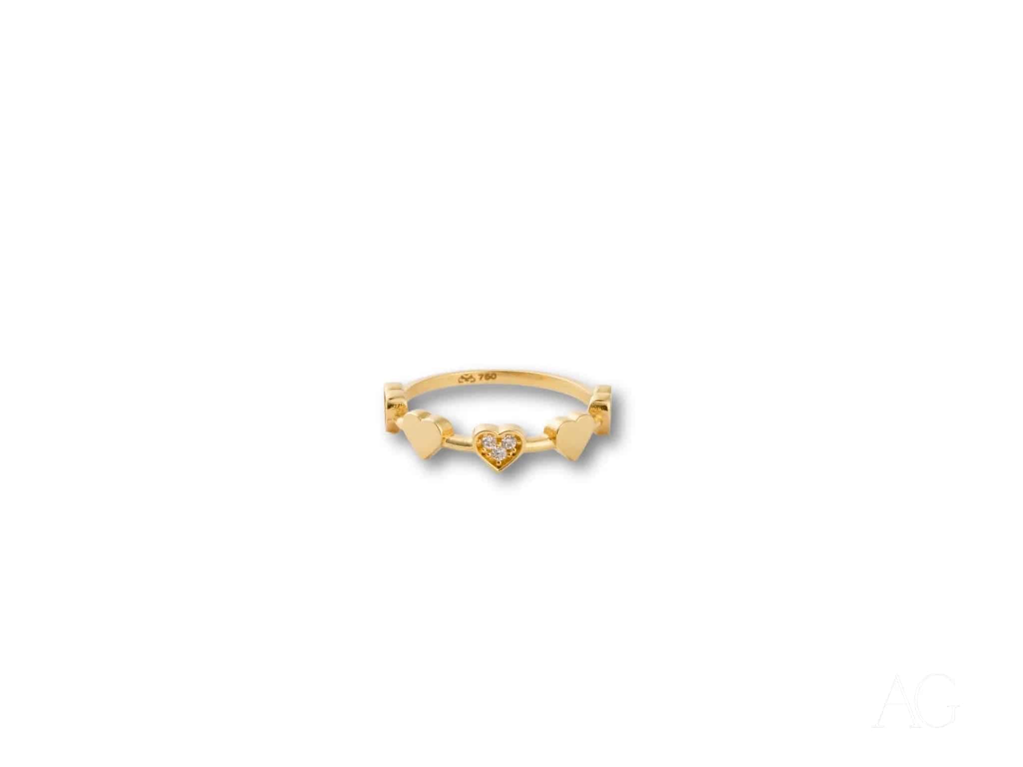 Embrace love with our elegant 18k yellow gold cz heart ring