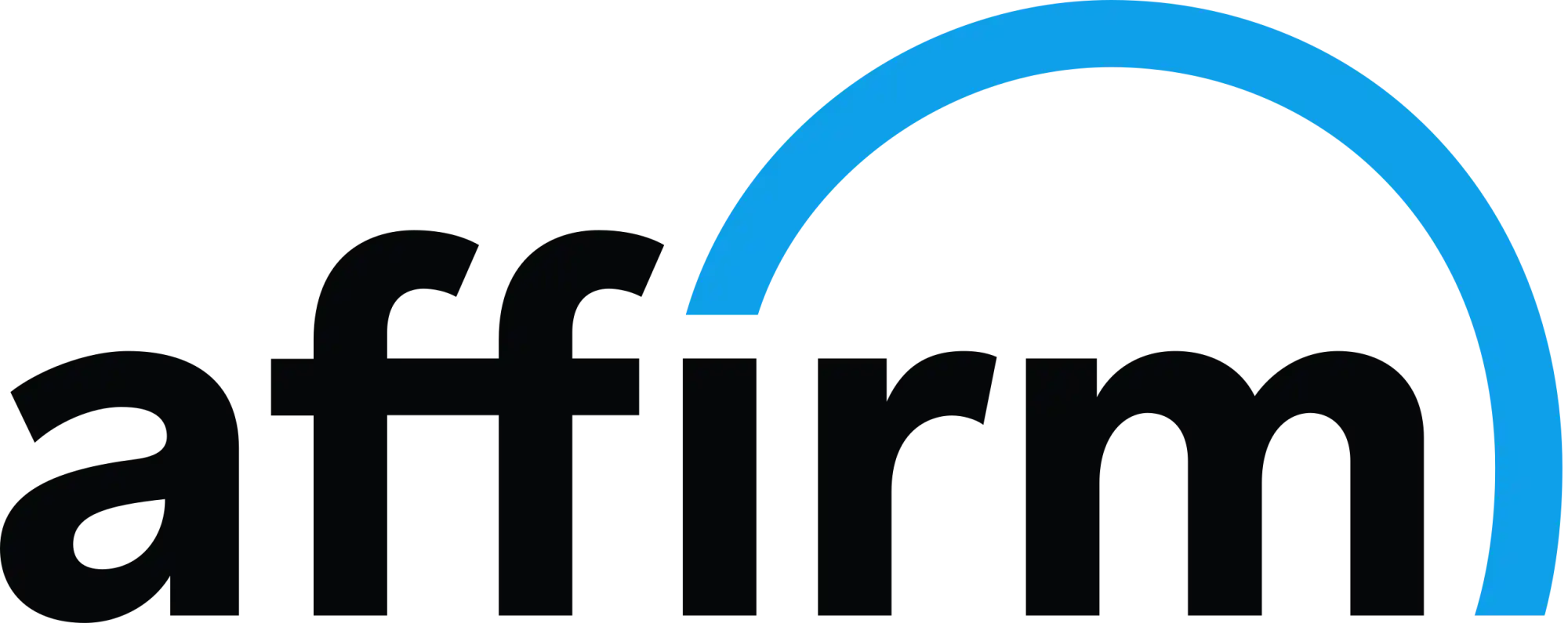 Black text ’affirm’ with a partial blue arc above it forming a minimalist logo.