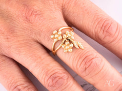 Gold floral ring with diamond accents from Blossom Charm 18k Gold Ring collection