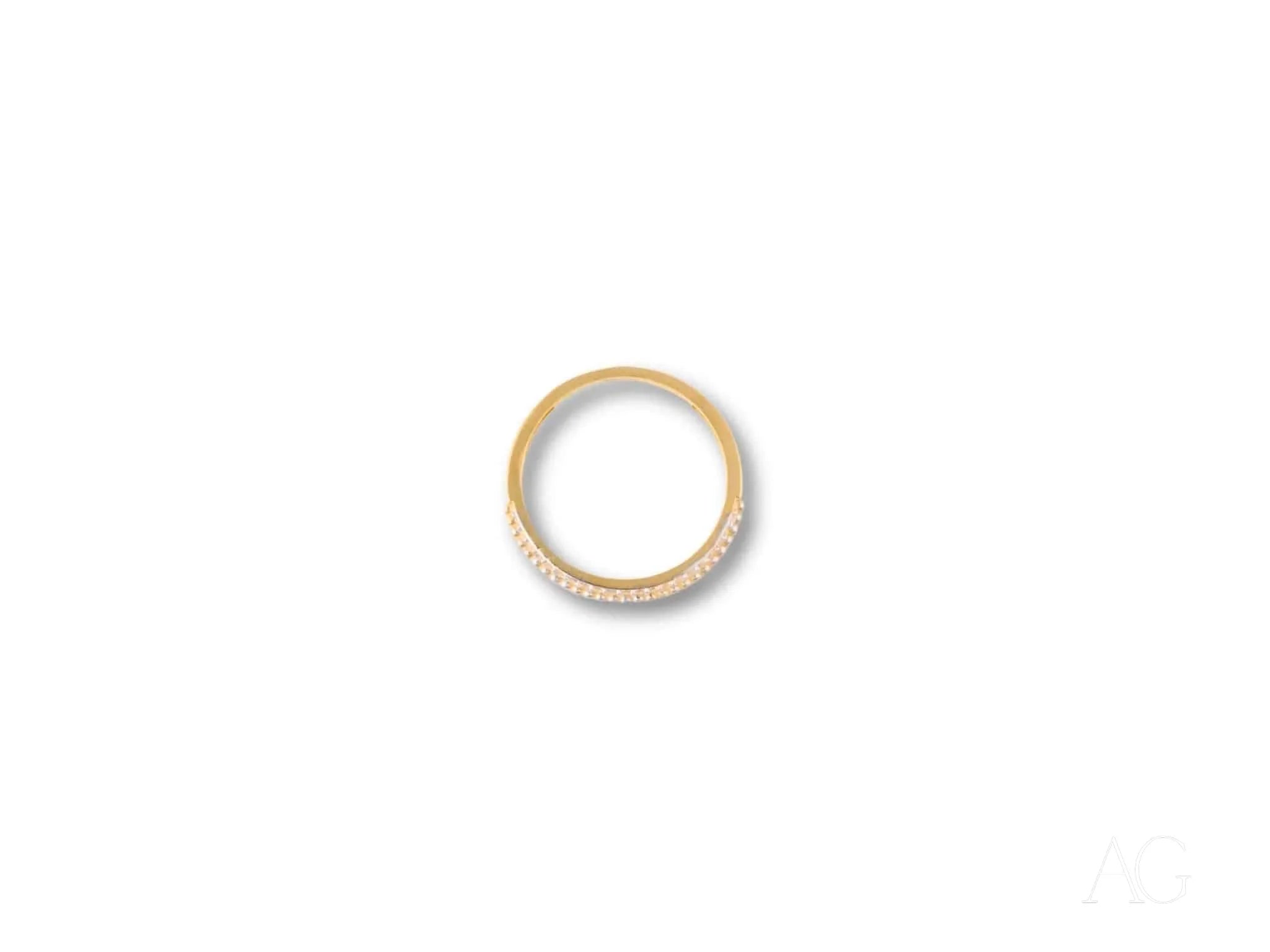 Gold ring set in 18k yellow gold with a band of small diamonds for captivating elegance