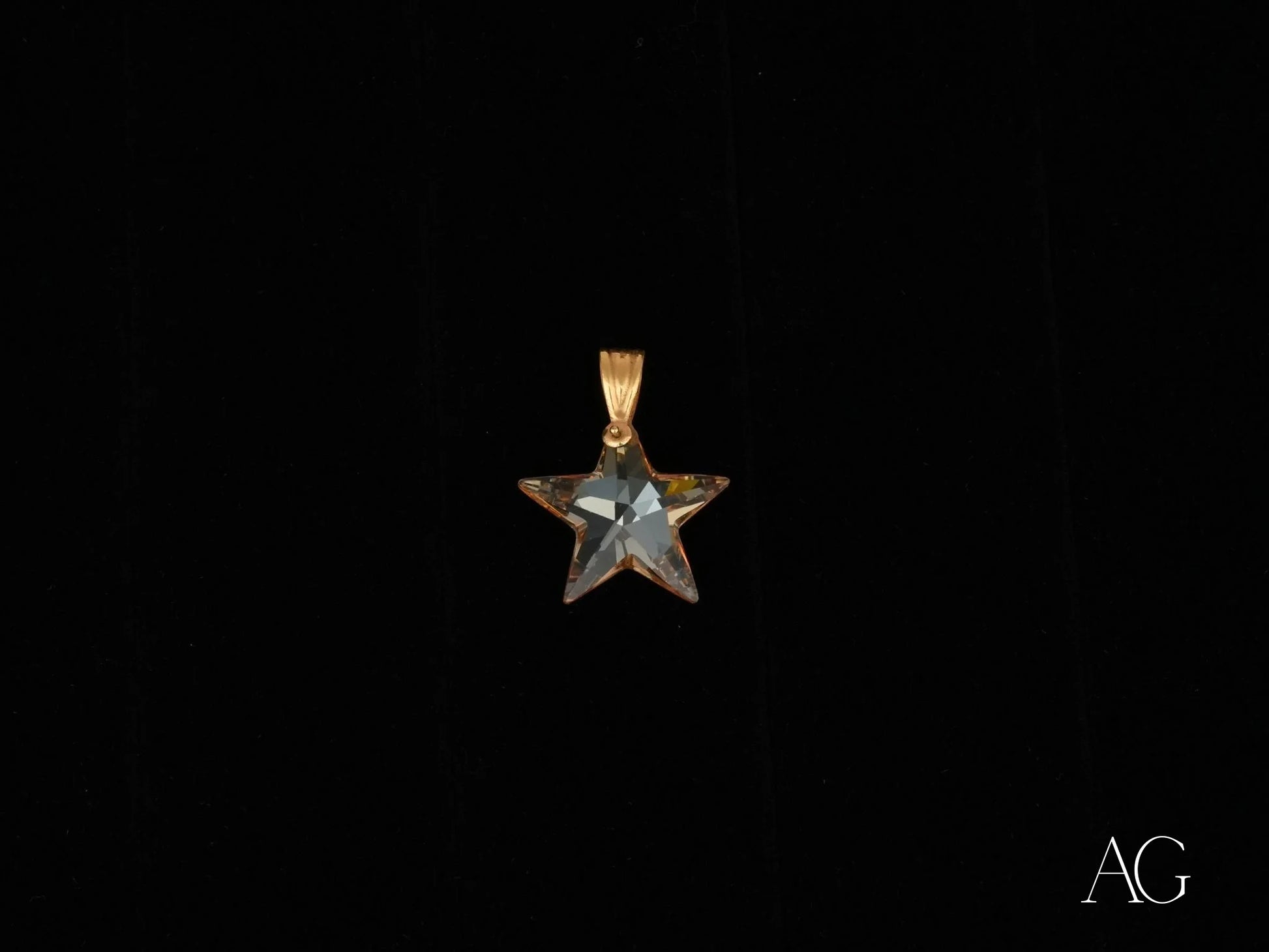 Celestial Smoke Crystal Star Pendant with 18k gold bail and smoked crystal design