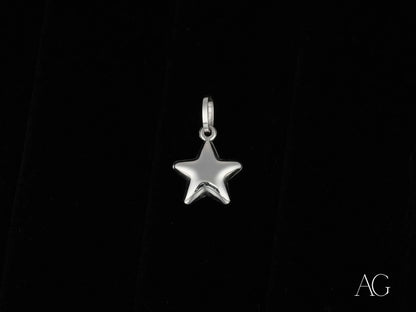 Silver star pendant with bail in 18k white gold, perfect for a celestial theme