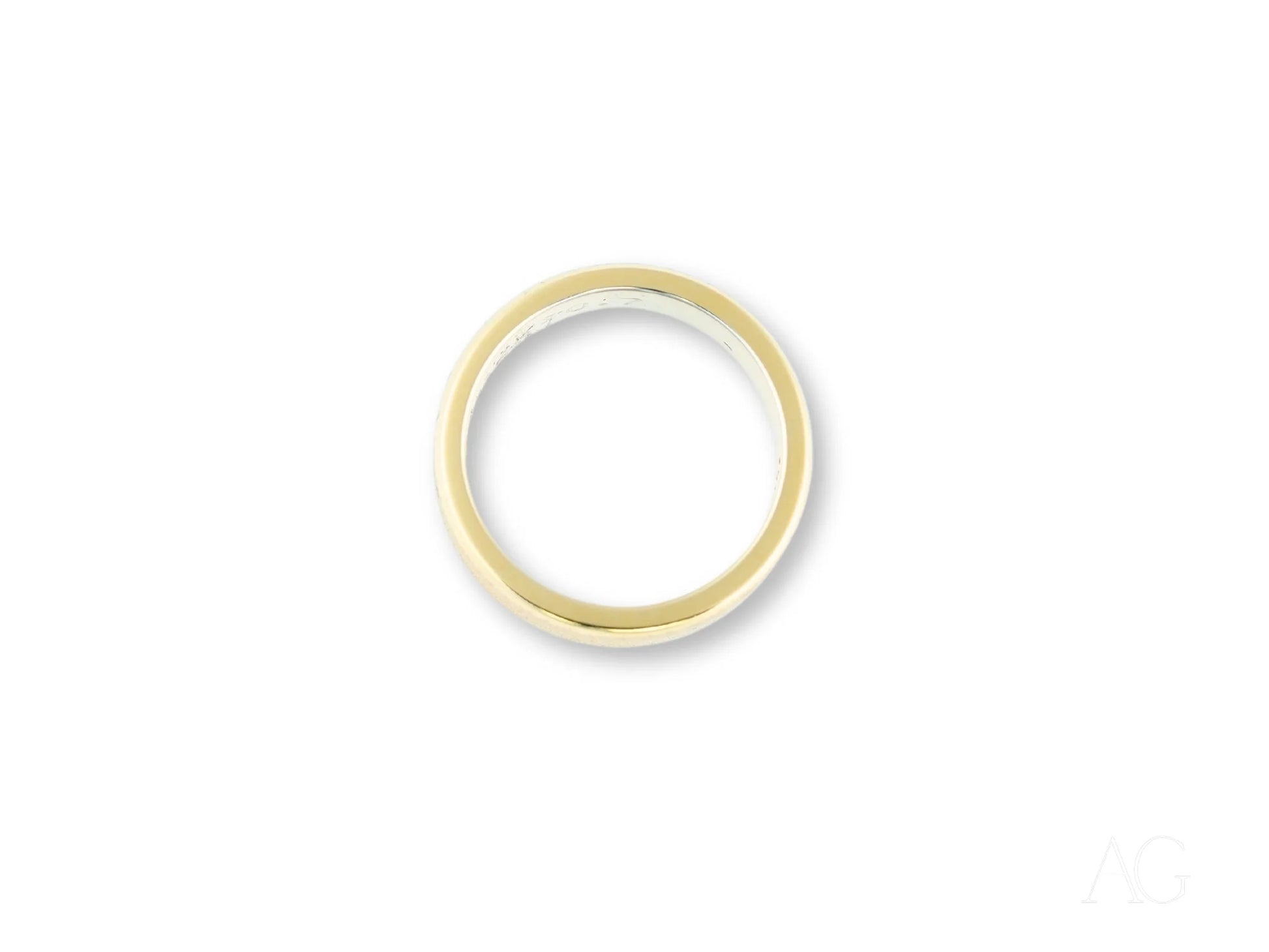 Simple 14k gold wedding band with a thin circular band, Celestial Path design