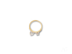 Elegant 18k yellow gold ring featuring two stunning diamond stones for any occasion