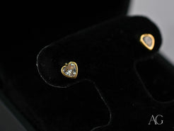Timeless Crystal Heart 18k Gold CZ Heart Earrings in elegant art gold jewelry design