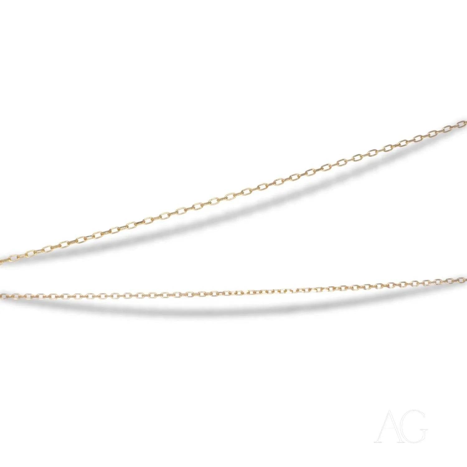 Delicate 18k gold chain necklace featuring fine links for elegant styling