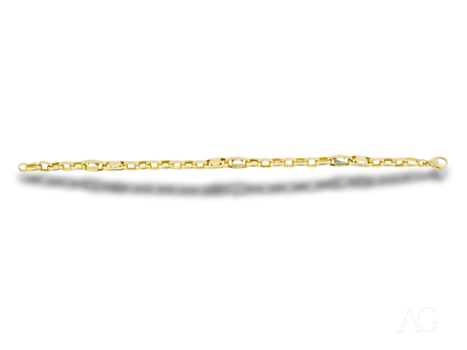 Elegant 18k solid gold men’s bracelet with lobster clasp and interlocking oval links