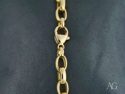 Elegant 18k solid gold men’s bracelet with lobster clasp and interlocking oval links