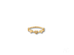 Delicate 18k yellow gold heart ring with cz accents for a touch of elegance and love