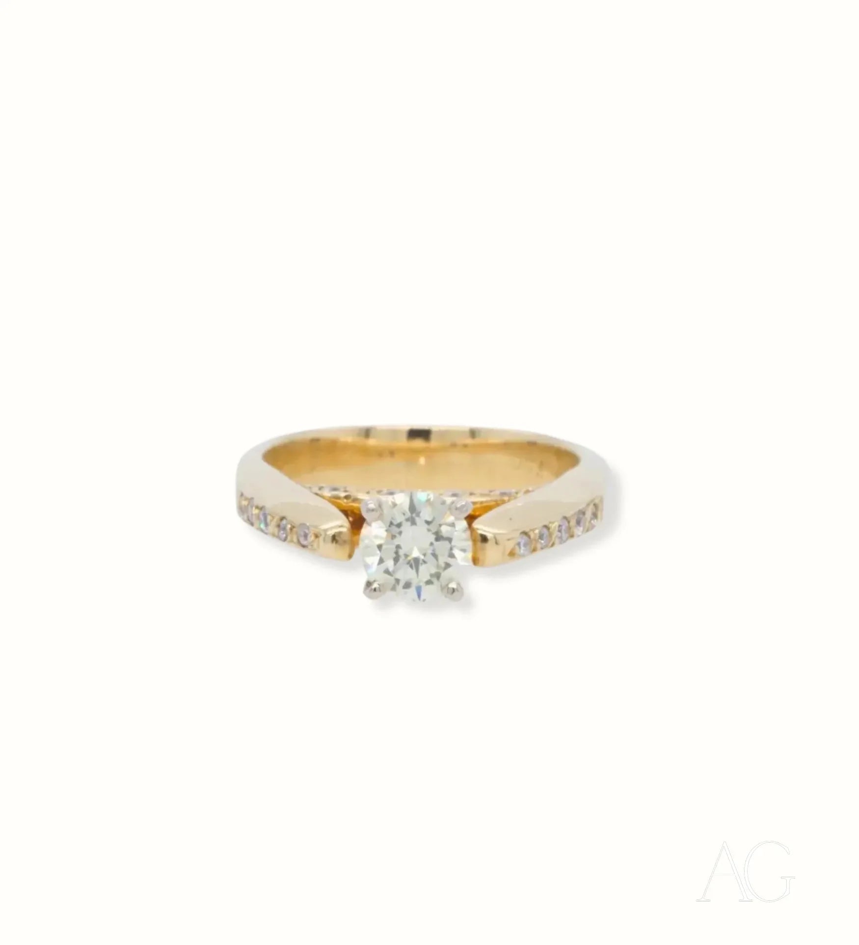 Eternal Love 18k Diamond Engagement Ring with gold band and accent diamonds