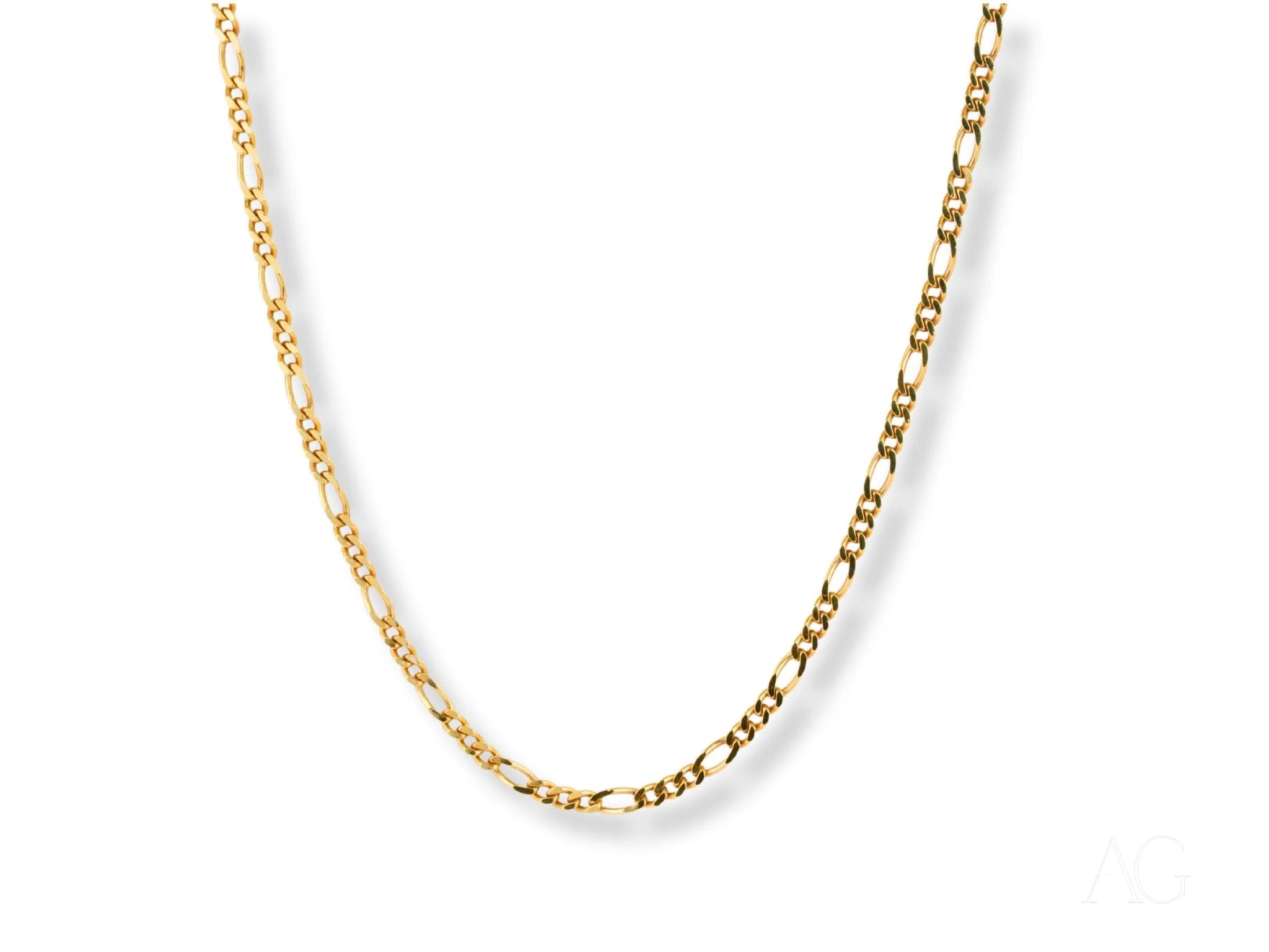 Eternal Prestige 18K Gold Figaro Chain showcasing elegant design and luxurious shine