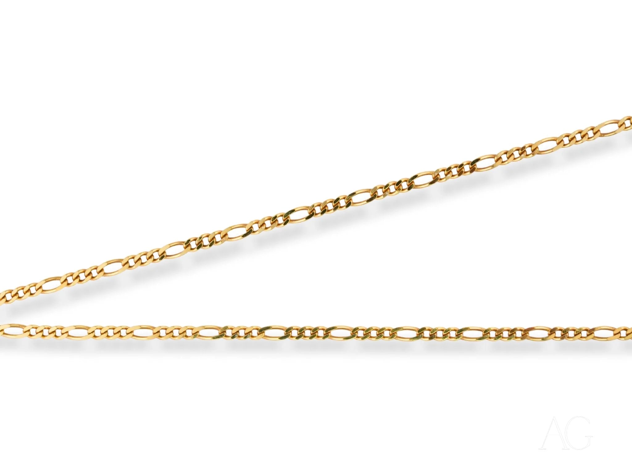 Eternal Prestige 18K Gold Figaro Chain showcasing luxurious and stylish design