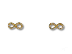 Gold Infinity Symbol Earrings with Rhinestones from Eternal Spark 18K Gold Collection