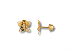 Ethereal Wings - 18K Gold CZ Butterfly Earrings showcasing elegant wings butterfly design
