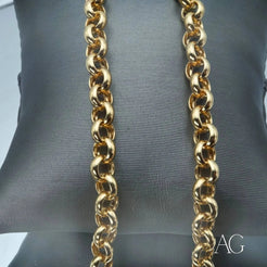 Gold chain necklace with thick interlocking links, part of Exquisite 18k Gold Jewelry