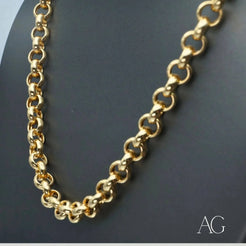 Exquisite 18k Gold Chain - Art Gold Jewelry with interlocking circular links