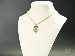 Gold-toned heart pendant necklace featuring girl dancing design in 18k gold for Golden Moments