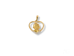 Gold heart pendant with a rose design and diamonds from Golden Love collection in 18k gold