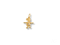 Gold charm pendant in the shape of a little girl figure, crafted from 18k gold