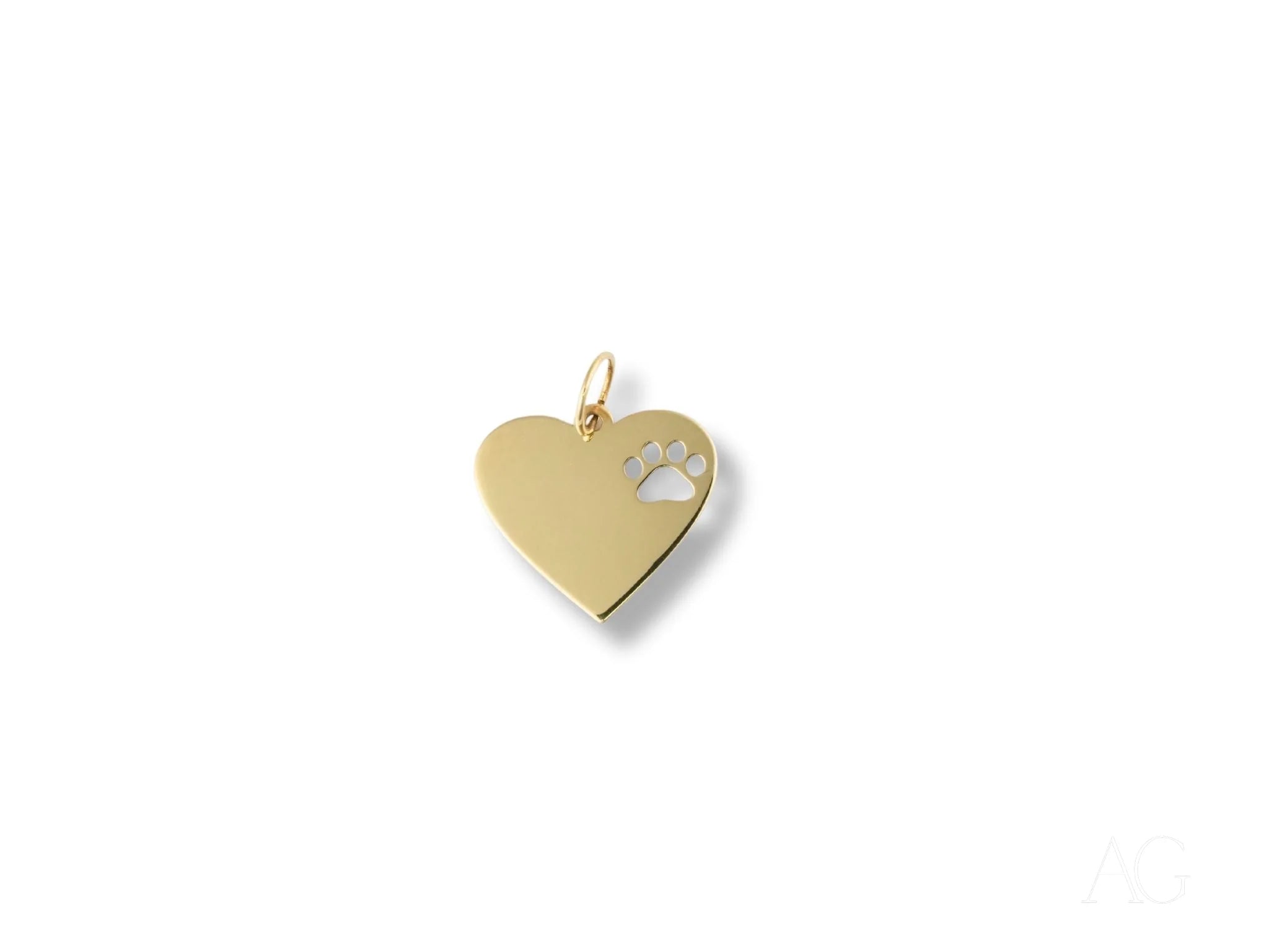 Gold heart-shaped pendant with diamond accent from Golden Paws in 18k gold