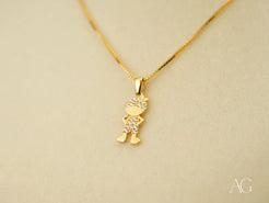 Gold pendant necklace with crystal accents from Golden Play, crafted in 18k gold