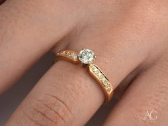 Diamond Engagement Ring with 18k Gold Band and Accent Stones from Golden Promise Collection