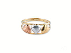 Tri-colored gold ring with heart design in 18k gold, part of Golden Trio collection