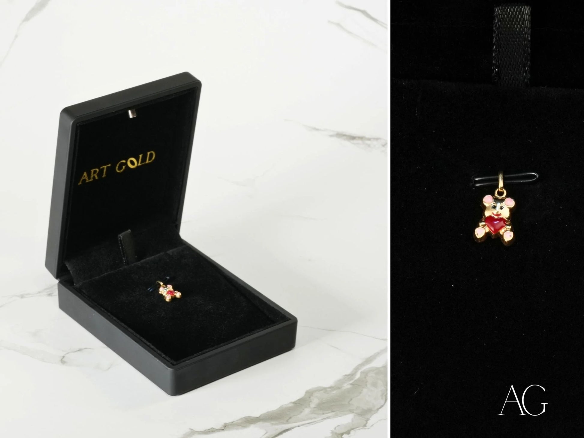 Gold Mickey Mouse pendant with red enamel details in 18k gold Golden Cub Bear Pendant