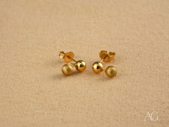 Pair of brushed 18k gold ball drop earrings for elegant accessorizing