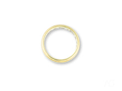 Simple circular 14k gold wedding band named Golden Fortress