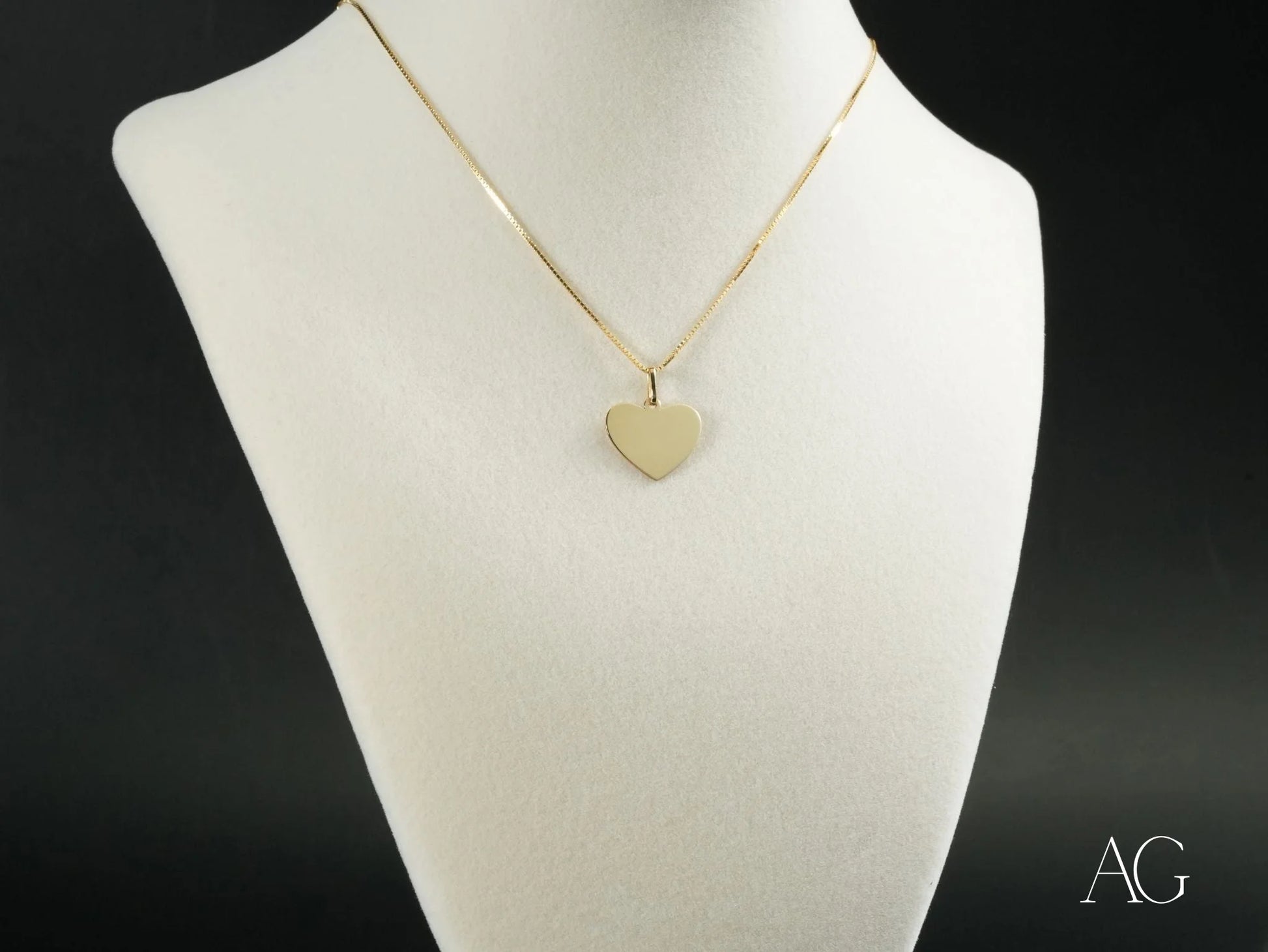 Gold heart pendant necklace in 18k gold on a delicate chain, Golden Love Pendant