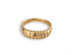 Gold-toned bangle bracelet with woven diamond pattern in Golden Mesh Elegance Ring