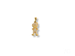 Gold pendant charm of a cartoon boy with diamond accents from Golden Play collection