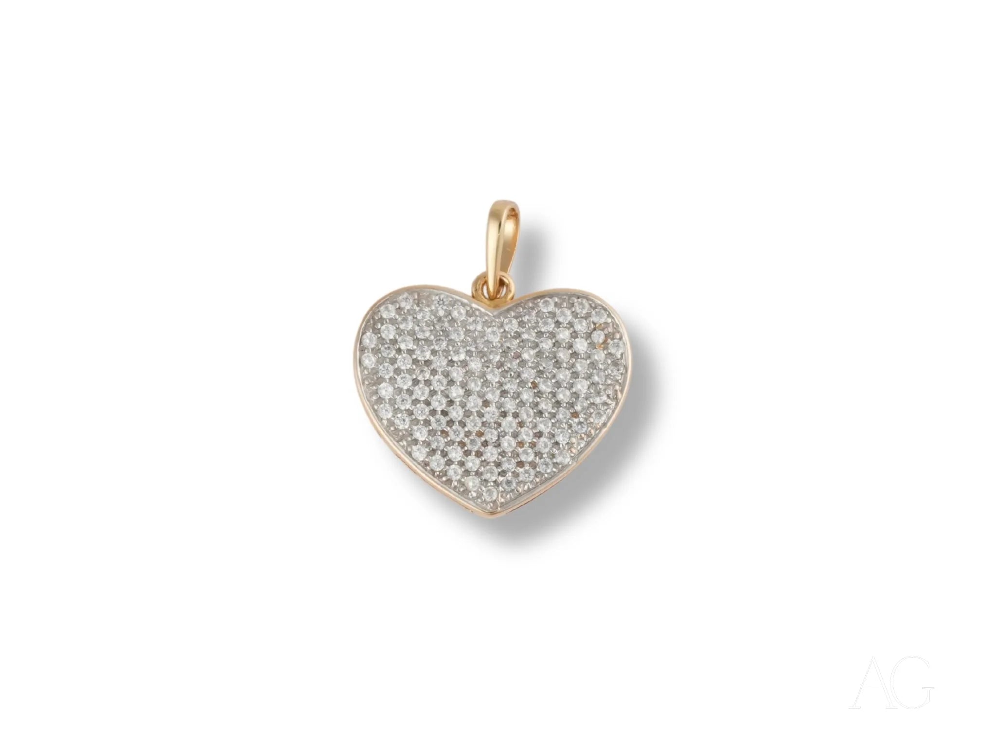 Heart-shaped pendant in 18k gold with cubic zirconia, Golden Spark design